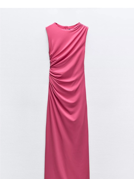 Zara Dresses & Skirts - Zara Fuchsia Sleeveless Ruched Maxi Dress